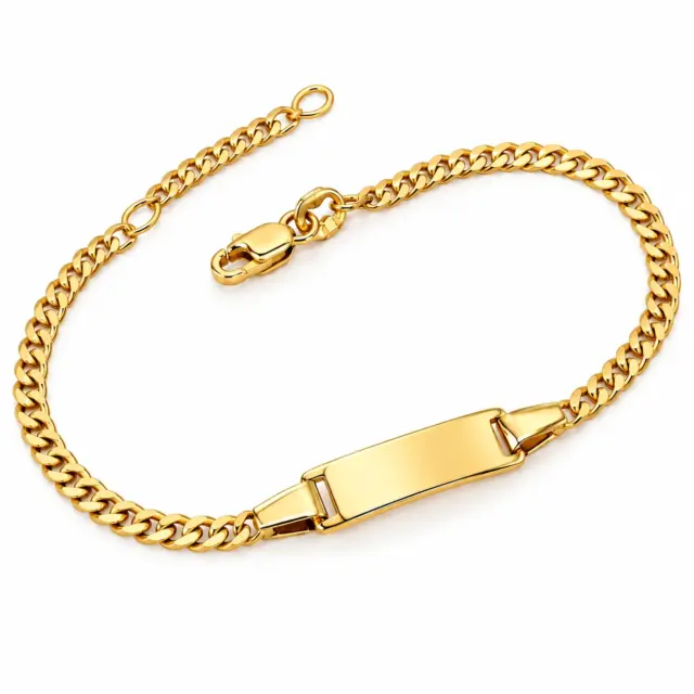 9ct Yellow Gold Solid Curb Link ID Bracelet – 17.5cm to 19.5cm | Made in Italy - 9KGZP0706/ID