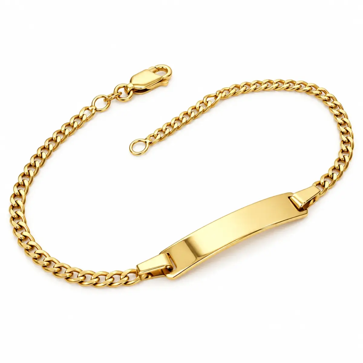 9ct Yellow Gold Solid Diamond Cut Curb Link ID Bracelet – 17cm to 19cm | Made in Italy - 9KGZP0806/ID