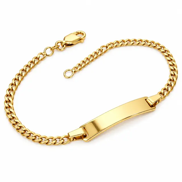 9ct Yellow Gold Solid Diamond Cut Curb Link ID Bracelet – 17cm to 19cm | Made in Italy - 9KGZP0806/ID