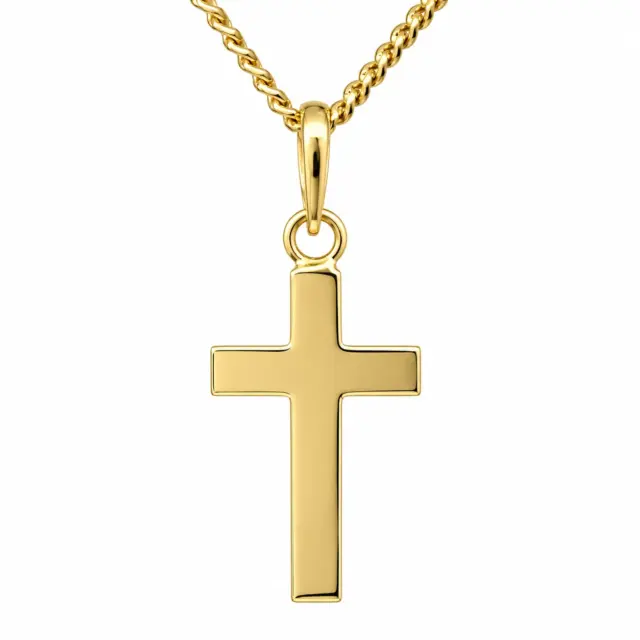 9ct Yellow Gold Solid Flat Plain Cross Pendant – 13mm x 8mm | Made in Italy - 9KCR656