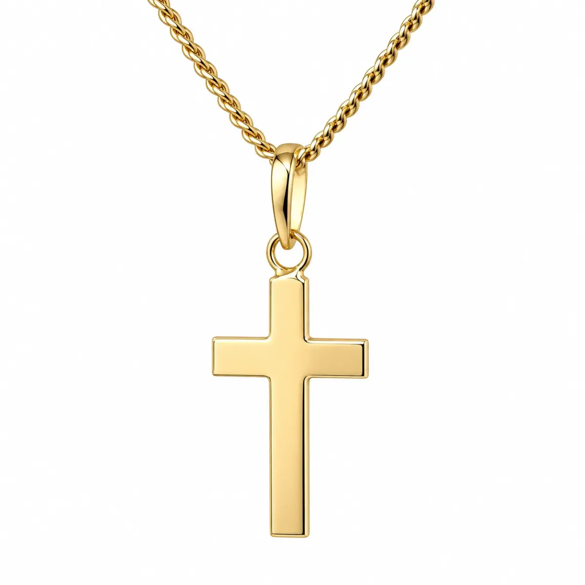 9ct Yellow Gold Solid Flat Plain Cross Pendant – 13mm x 8mm | Made in Italy - 9KCR656