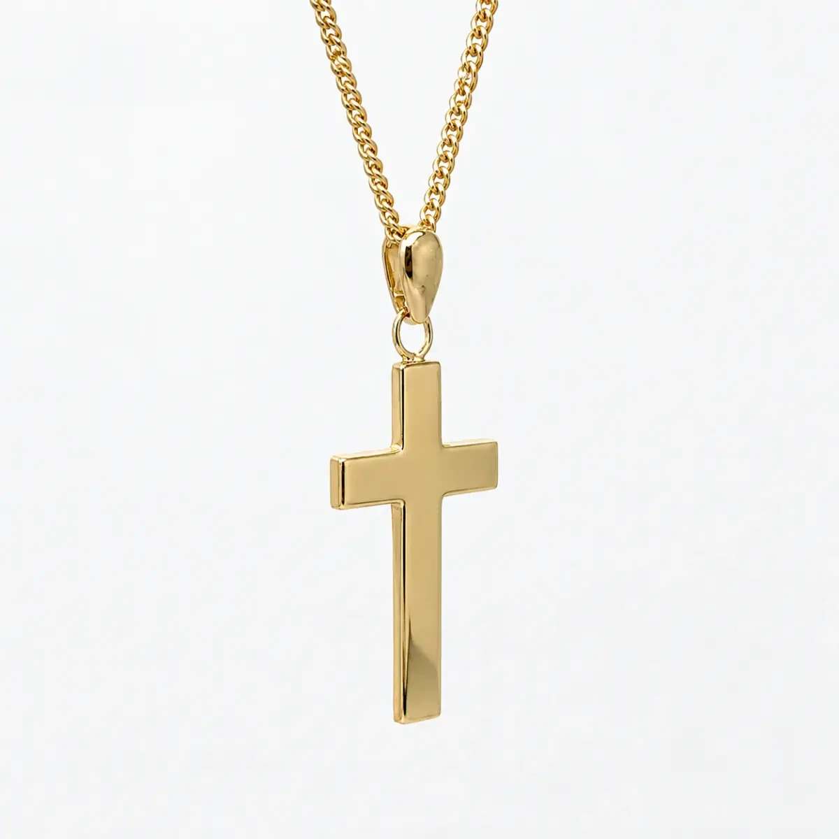 9ct Yellow Gold Solid Flat Square Edge Cross Pendant – 20mm x 12mm | Made in Italy - 9KCR655