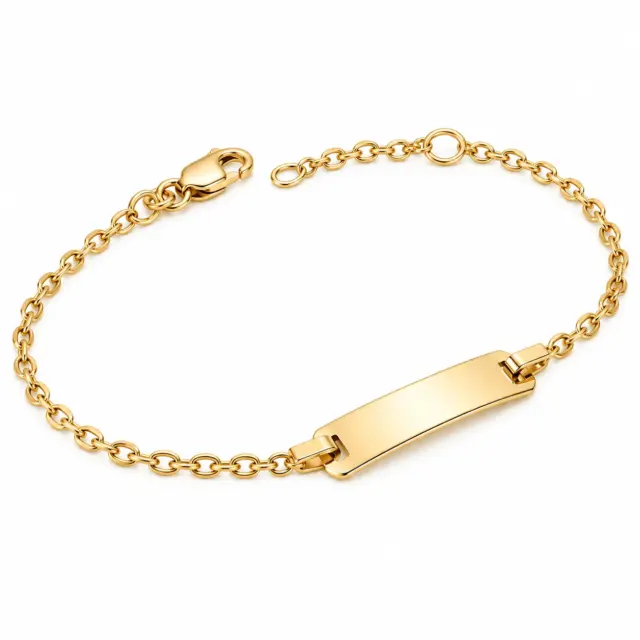 9ct Yellow Gold Solid Oval Cable Link ID Bracelet – Adjustable 15cm to 17cm | Made in Italy - 9KBLY040/ID