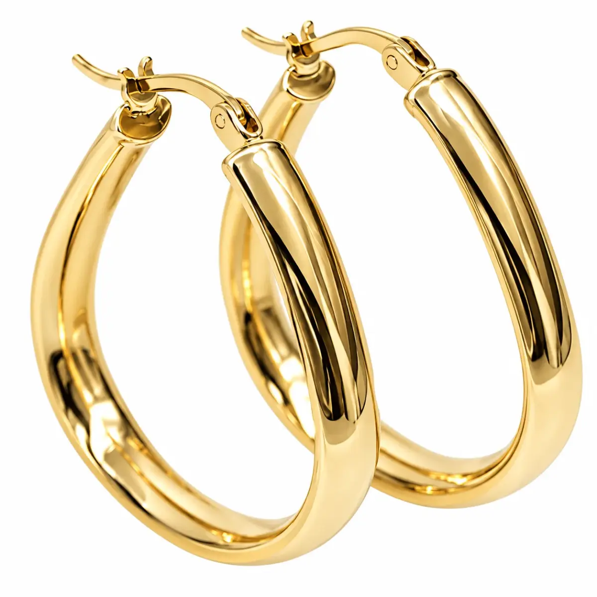 9ct Yellow Gold Teardrop Hoop Earrings – 28mm x 23mm Inside Diameter | 5mm Wide Oval Tube | Made in Italy - 9KER193DRY28X23