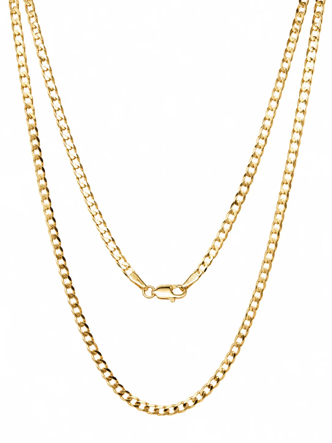 9ct Yellow Gold Ultra Flat Bevel Sided Diamond Cut Curb Chain – 2.55mm - 9YUFBSCD70