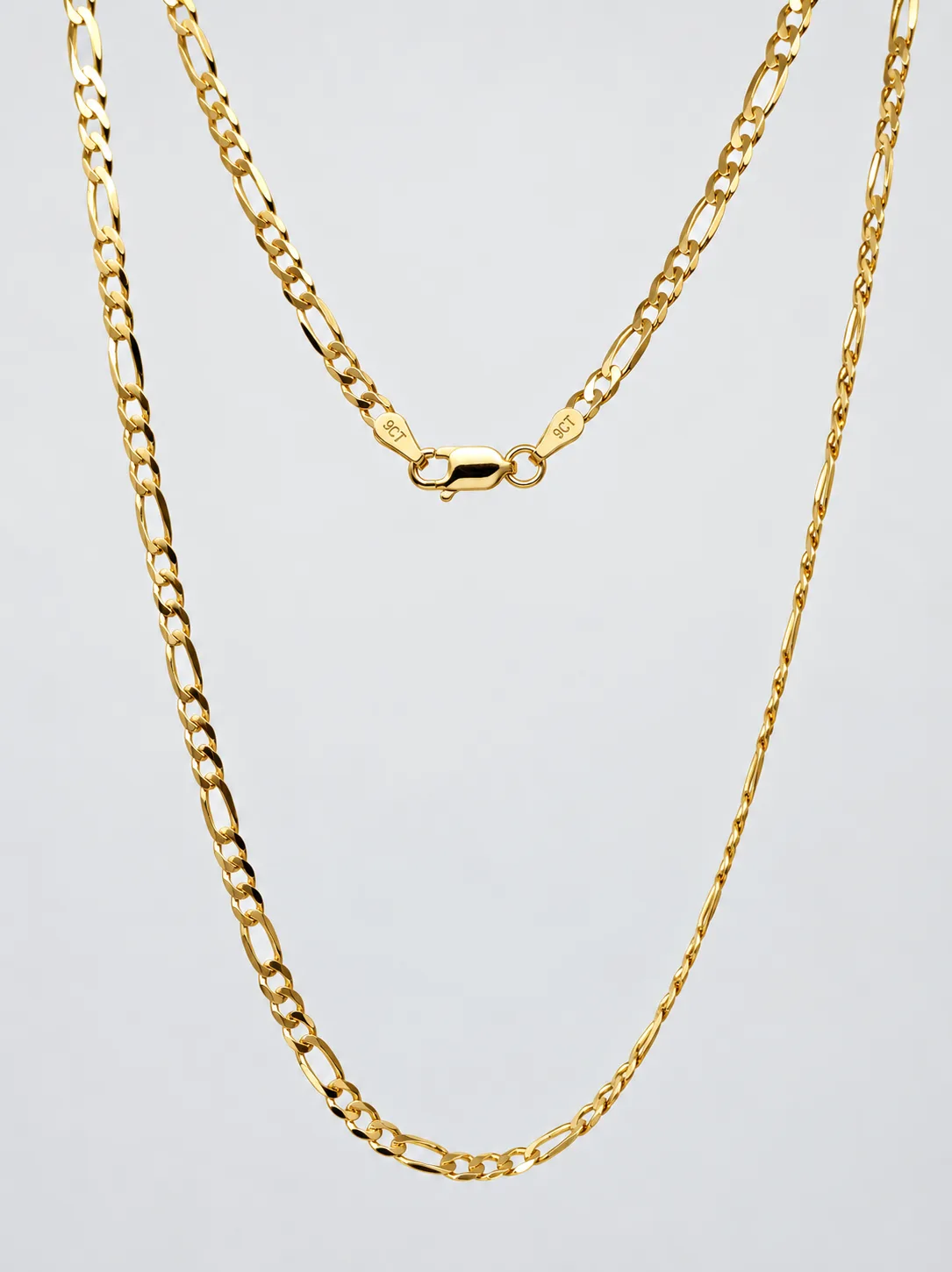 9ct Yellow Gold Ultra Flat Bevel Sided Diamond Cut Figaro 1:3 Chain – 2.90mm - 9YUFBSFD801/3
