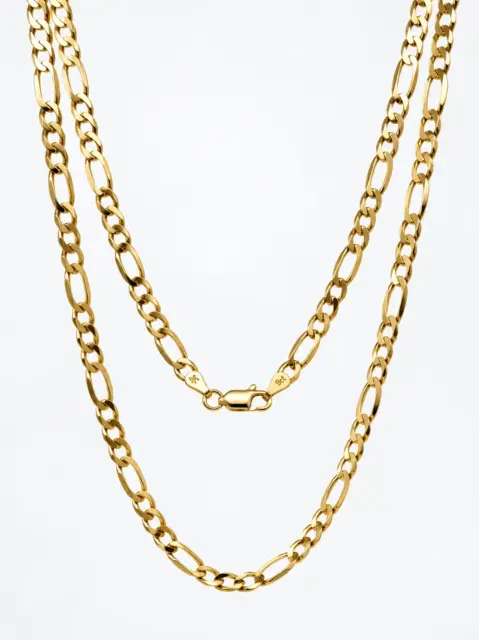 9ct Yellow Gold Ultra Flat Bevel Sided Diamond Cut Figaro 1:3 Chain – 3.90mm - 9YUFBSFD1001/3