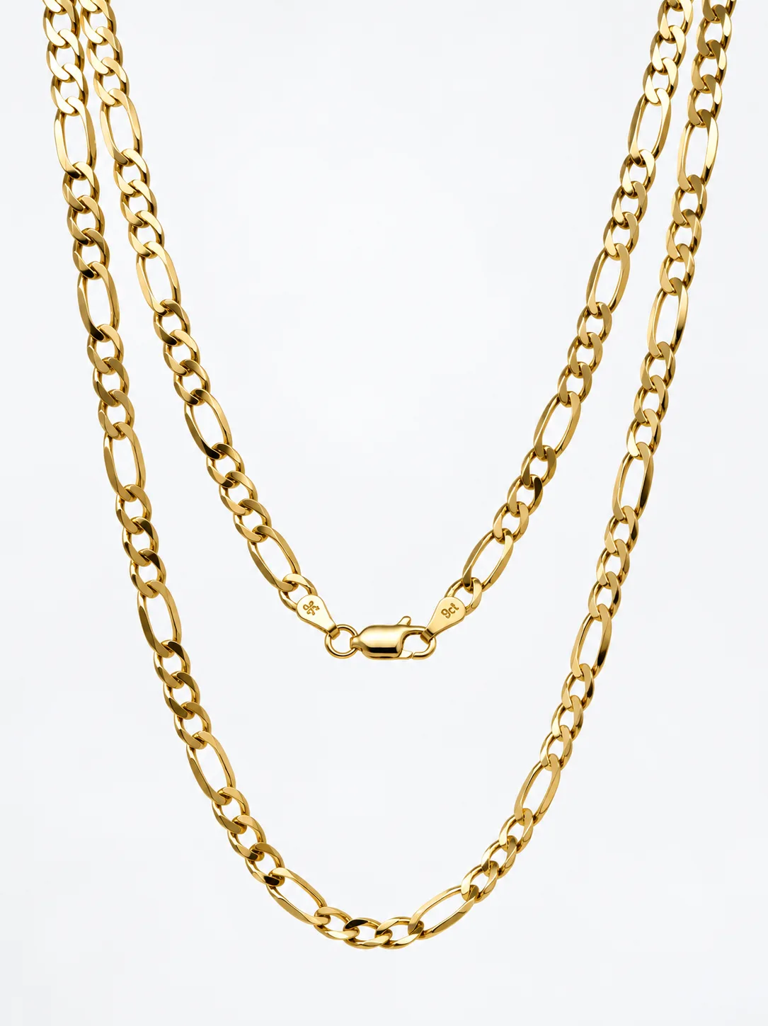 9ct Yellow Gold Ultra Flat Bevel Sided Diamond Cut Figaro 1:3 Chain – 3.90mm - 9YUFBSFD1001/3