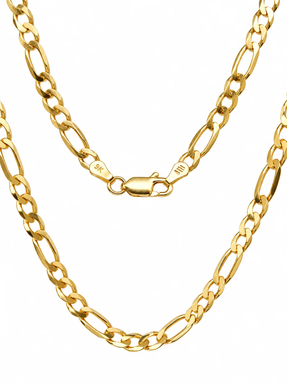 9ct Yellow Gold Ultra Flat Bevel Sided Diamond Cut Figaro 1:3 Chain – 3.90mm - 9YUFBSFD1001/3