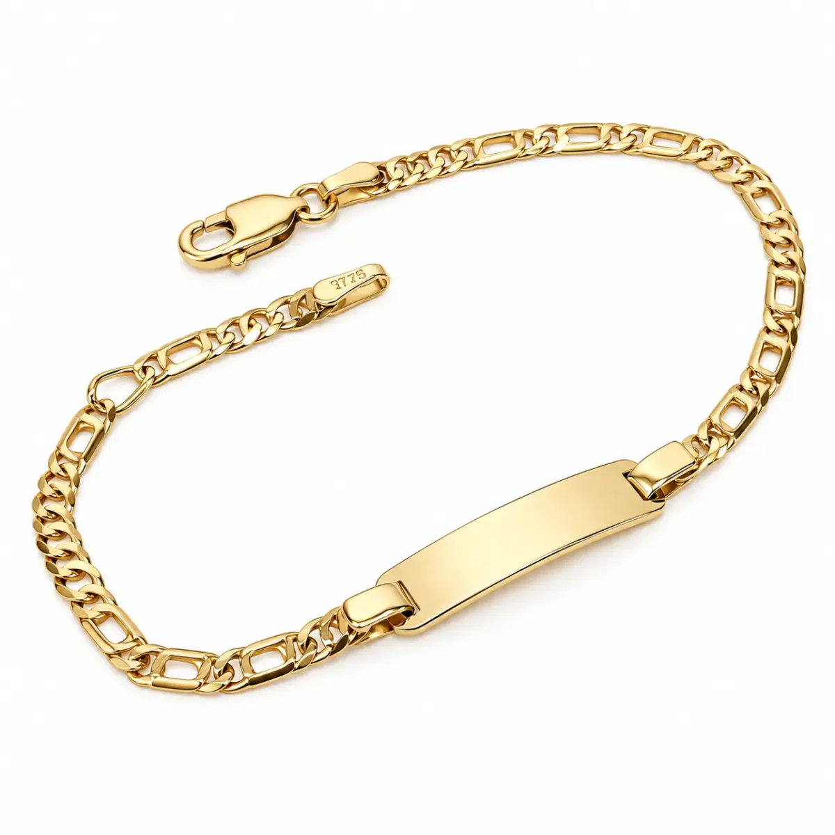 9ct Yellow Gold Solid Bird's Eye & Tiger's Eye Link ID Bracelet – 15cm to 17cm | Made in Italy - 9K0T060/ID