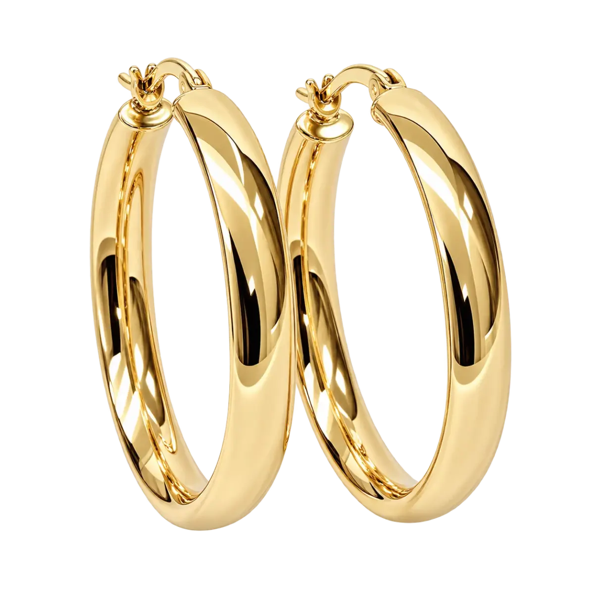 9ct Yellow Gold Oval Tube Hoop Earrings – 28mm x 23mm Inside Diameter | 5mm Wide | Made in Italy - 9KER193Y28X23