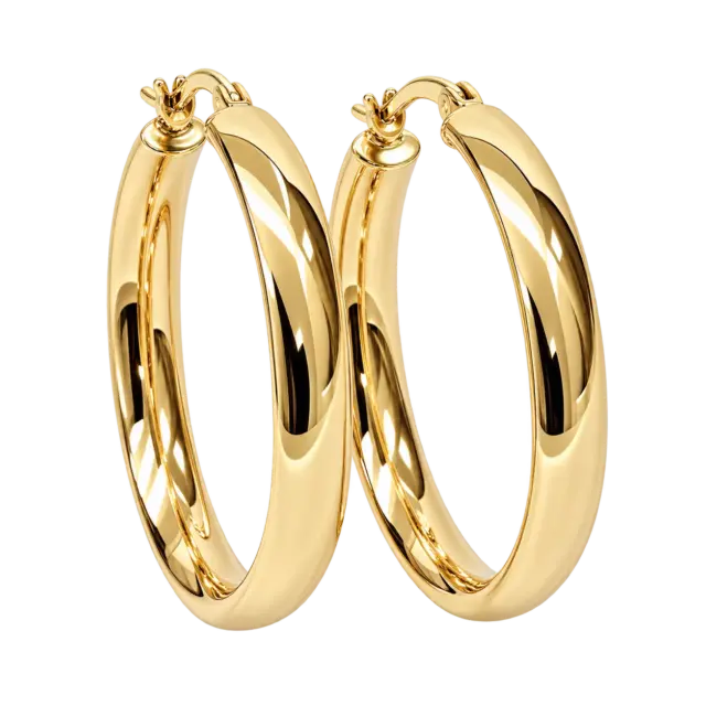 9ct Yellow Gold Oval Tube Hoop Earrings – 28mm x 23mm Inside Diameter | 5mm Wide | Made in Italy - 9KER193Y28X23