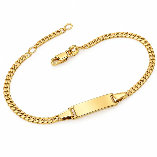 9ct Yellow Gold Solid Curb Link ID Bracelet – 17.5cm to 19.5cm | Made in Italy - 9KGZP0706/ID