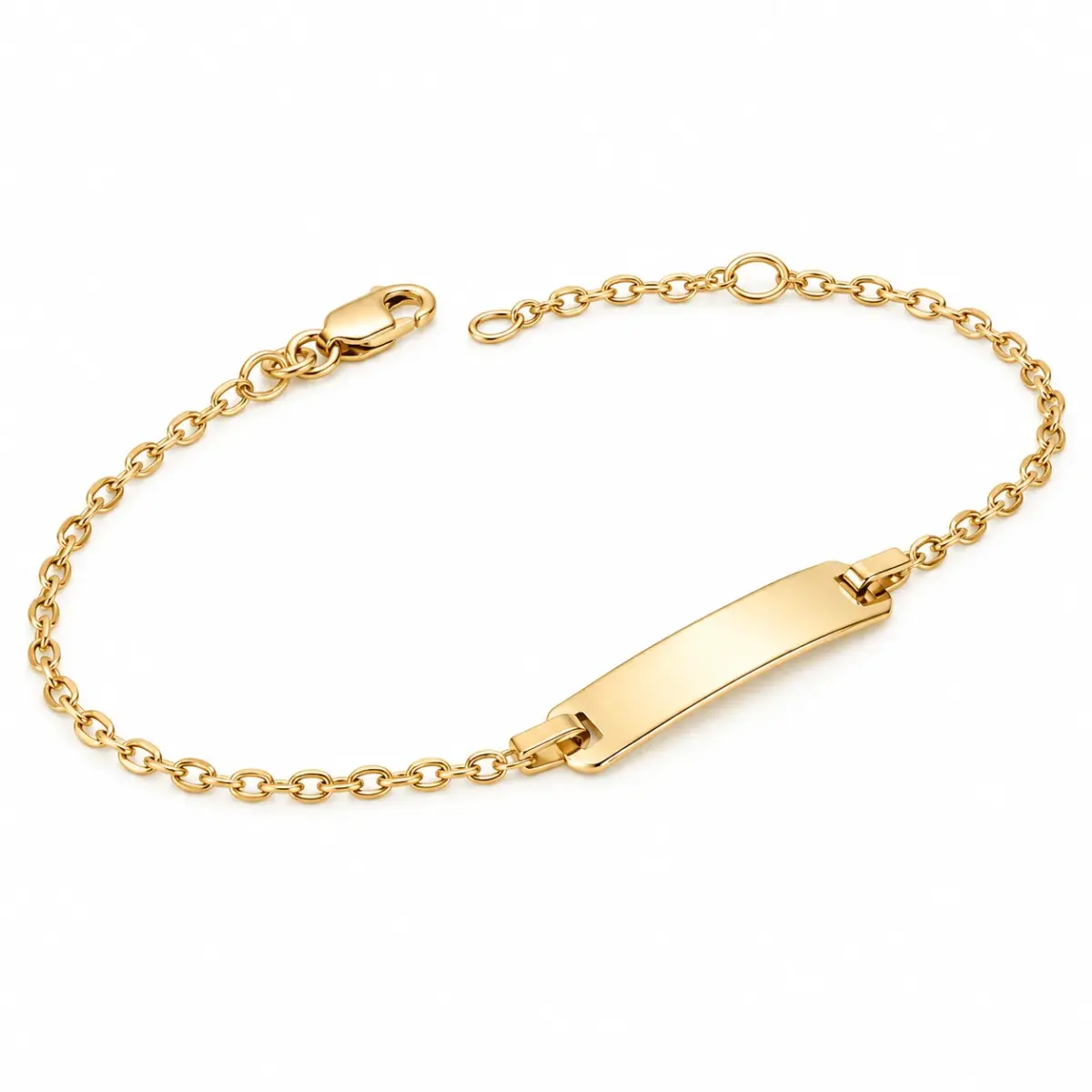 9ct Yellow Gold Solid Oval Cable Link ID Bracelet – Adjustable 15cm to 17cm | Made in Italy - 9KBLY040/ID