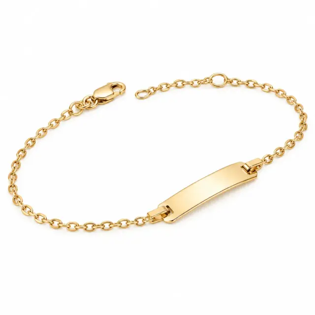 9ct Yellow Gold Solid Oval Cable Link ID Bracelet – Adjustable 15cm to 17cm | Made in Italy - 9KBLY040/ID