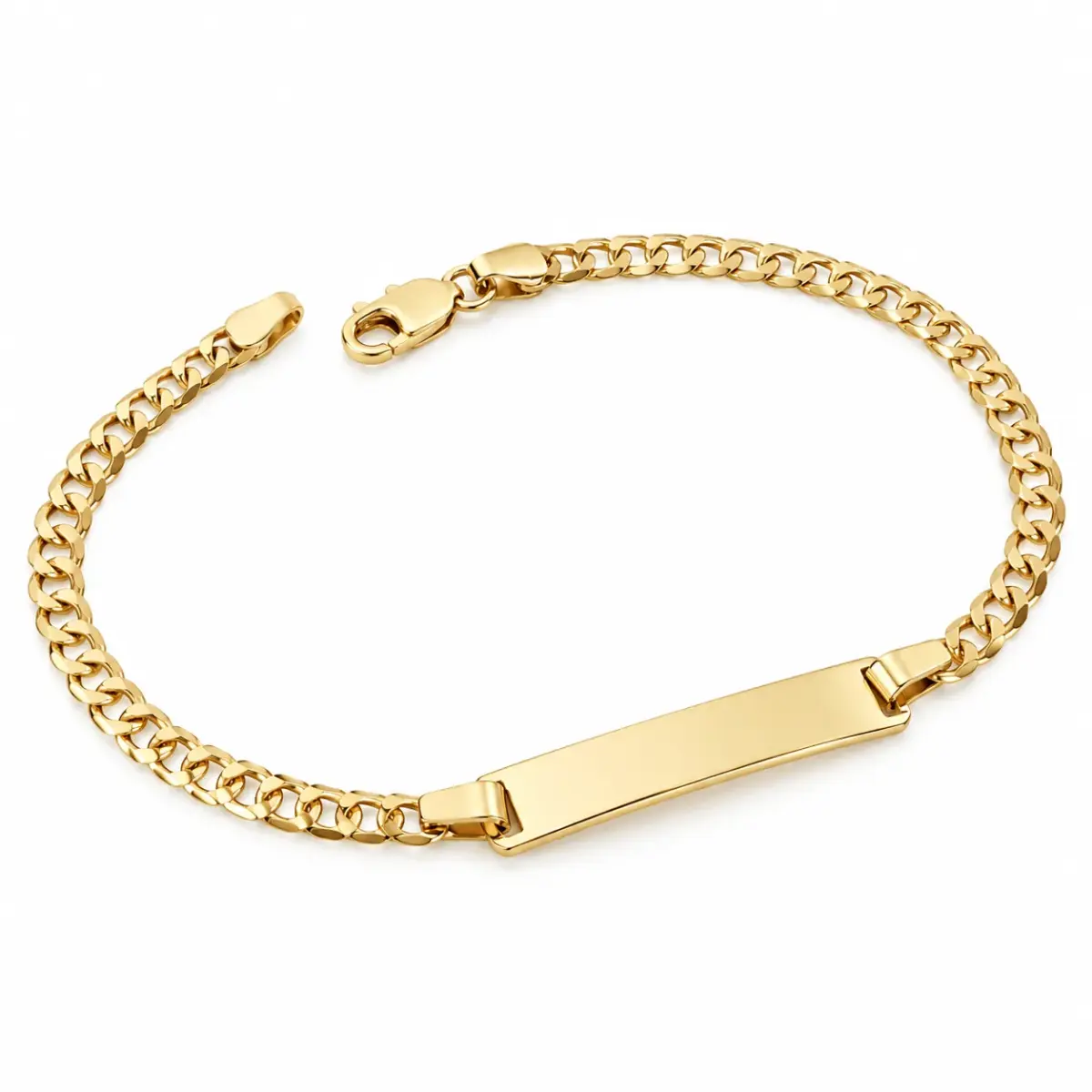 9ct Yellow Gold Italian Curb Link ID Bracelet – 19cm - 9KGZP0906/ID
