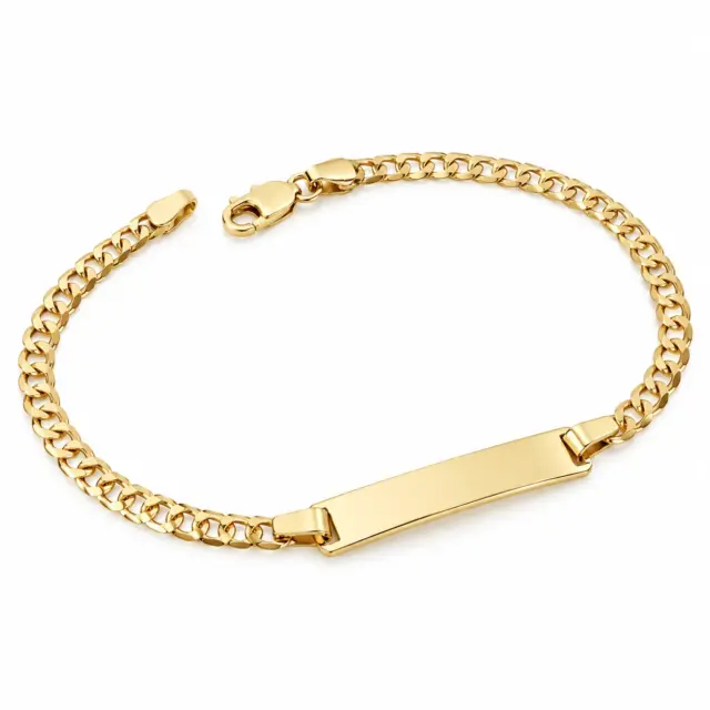 9ct Yellow Gold Italian Curb Link ID Bracelet – 19cm - 9KGZP0906/ID