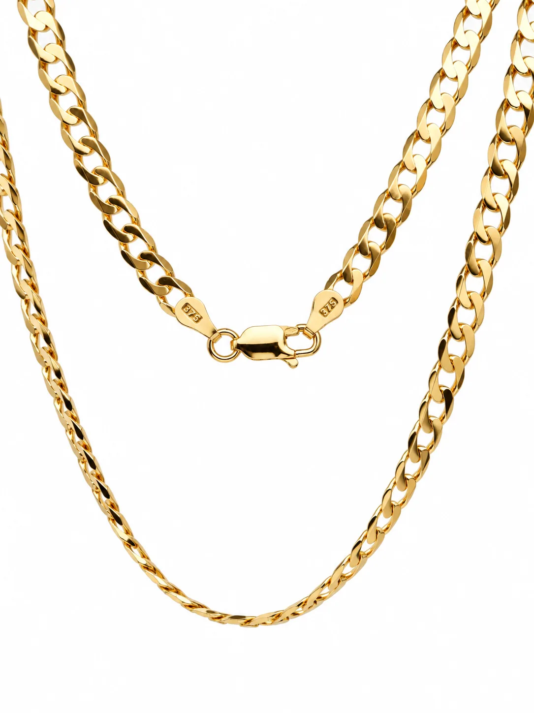9ct Yellow Gold Ultra Flat Bevel Sided Diamond Cut Curb Chain – 4.40mm - 9YUFBSCD120