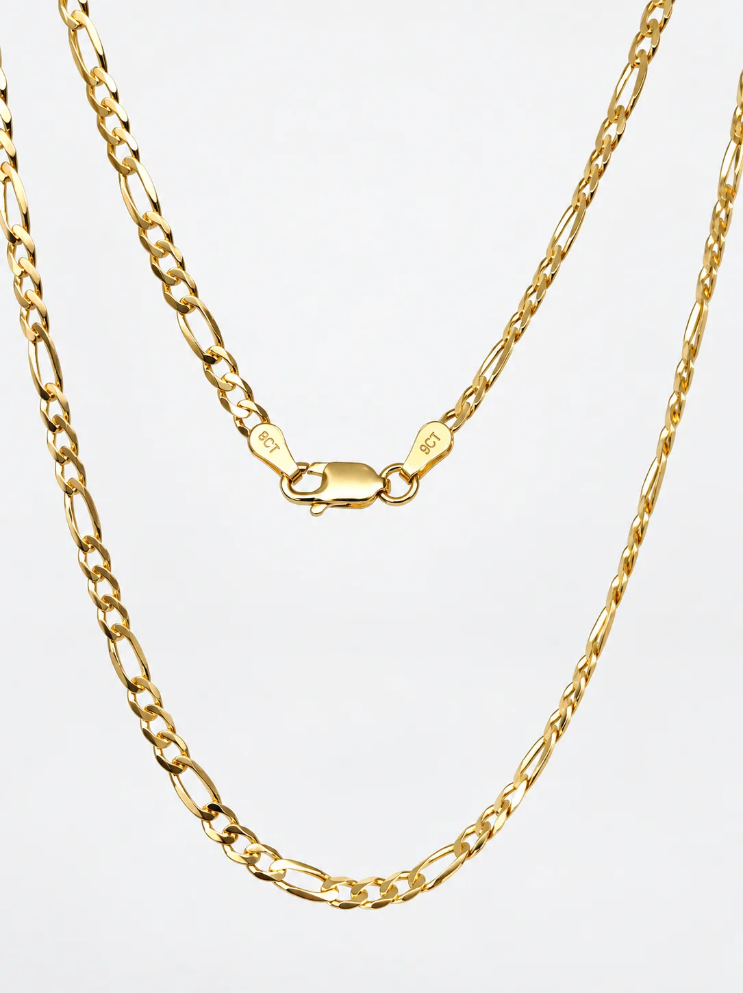 9ct Yellow Gold Ultra Flat Bevel Sided Diamond Cut Figaro 1:3 Chain – 2.90mm - 9YUFBSFD801/3