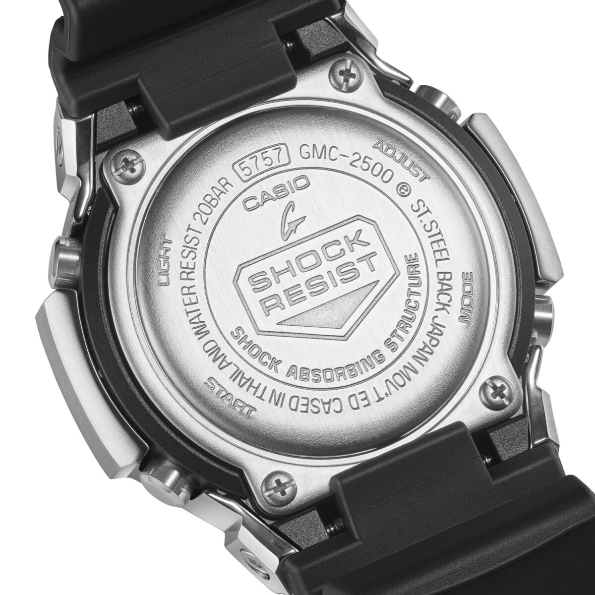Casio G-SHOCK GMC-2500-1A8 Men's Analogue Watch – Stainless Steel Bezel, Silver Dial & Resin Strap