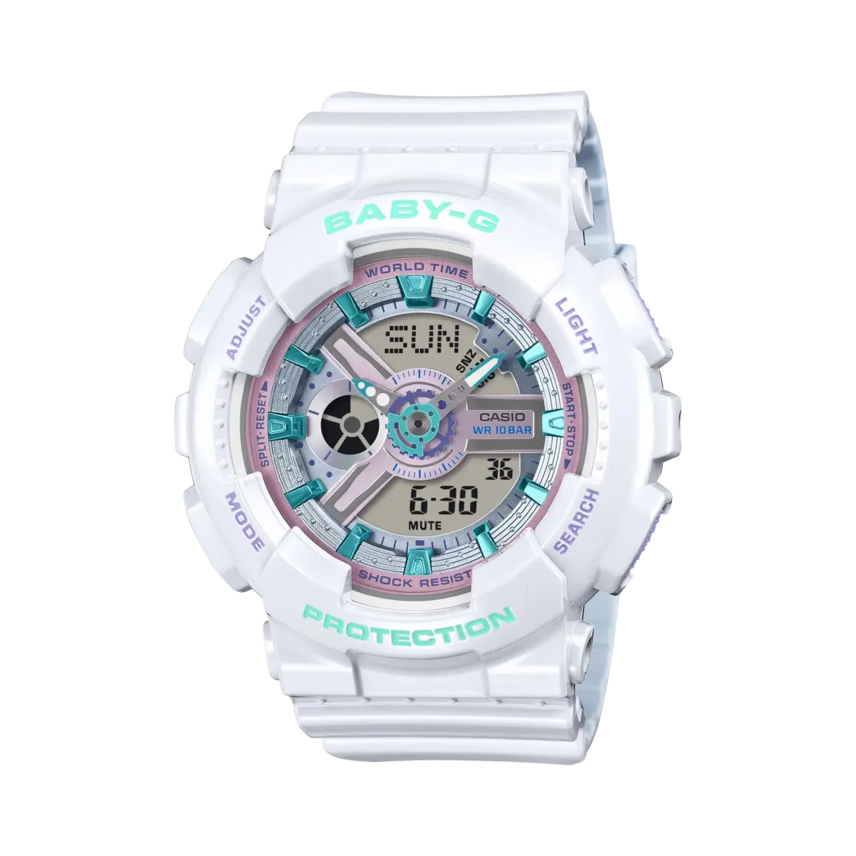 Casio Baby-G BA110MC-7A Women's Glossy White Analog Digital Watch – Shock Resistant, 100M Water Resistant