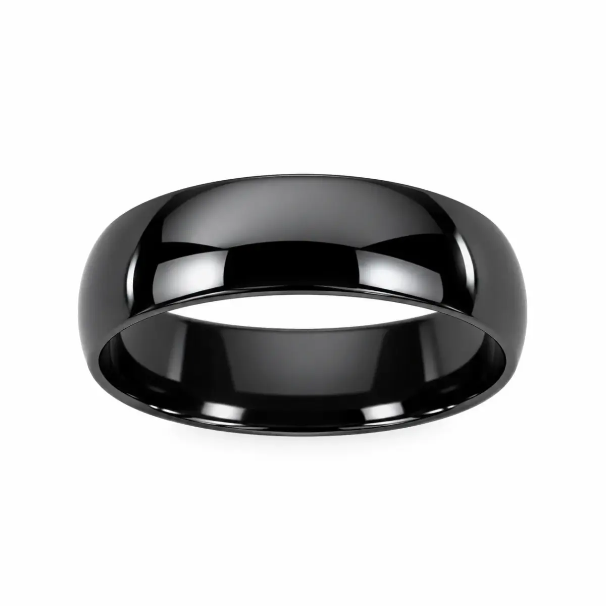 Black Zirconium 6mm Ezi-Fit Half Round Wedding Band – High Polish Finish - EZIHHR-6
