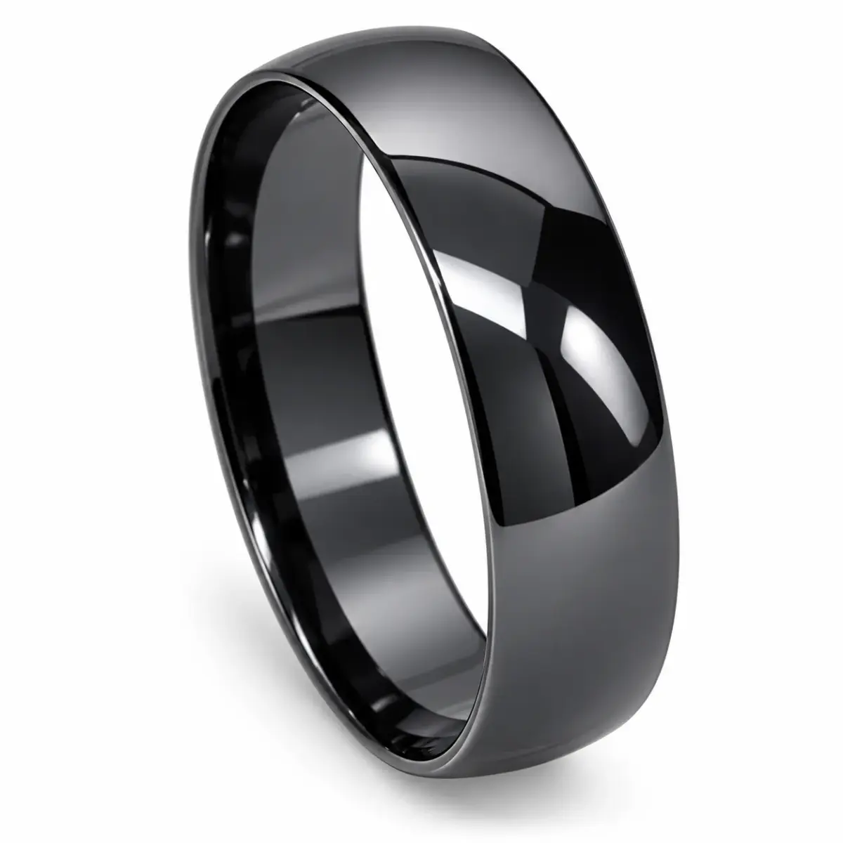 Black Zirconium 6mm Ezi-Fit Half Round Wedding Band – High Polish Finish - EZIHHR-6