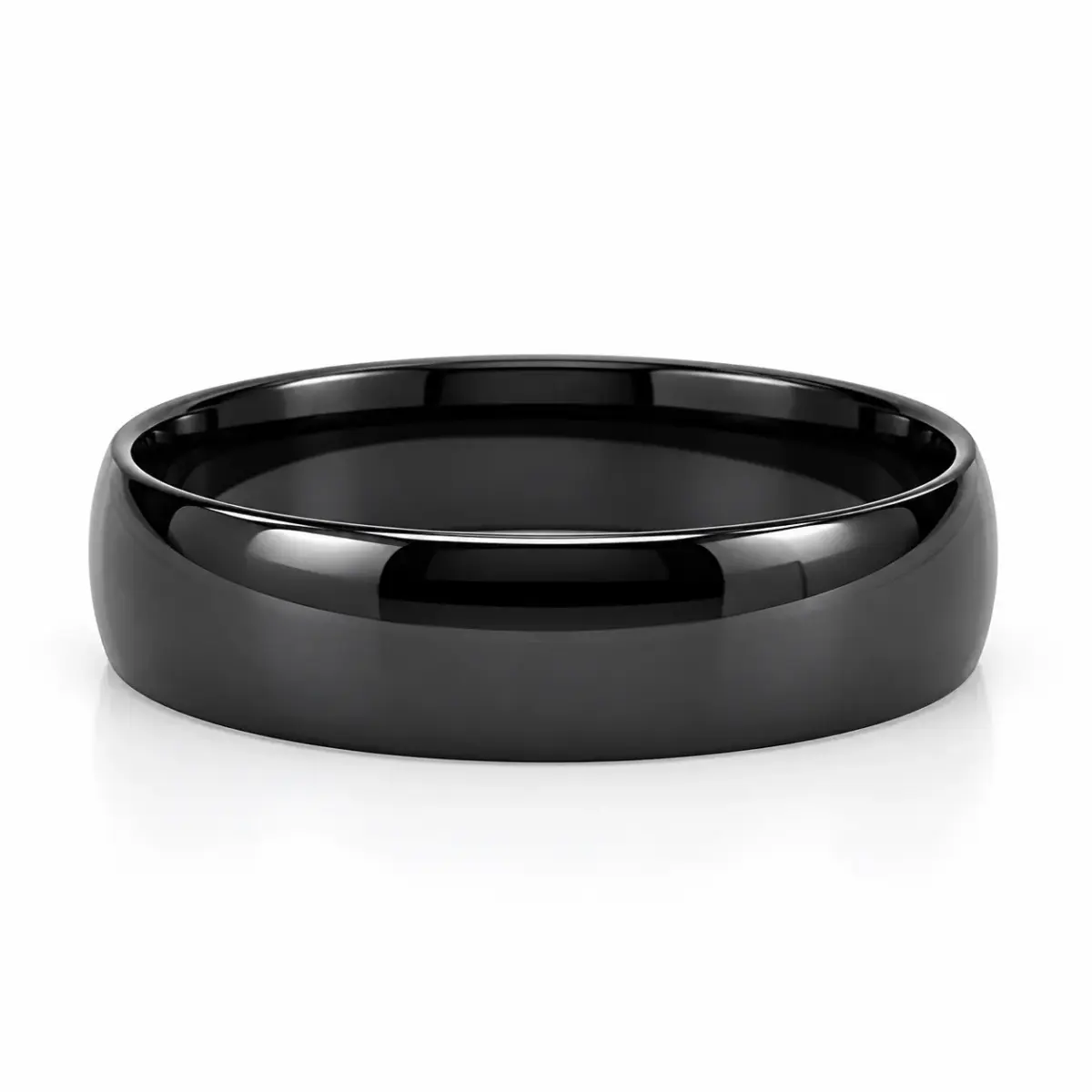 Black Zirconium 6mm Ezi-Fit Half Round Wedding Band – High Polish Finish - EZIHHR-6