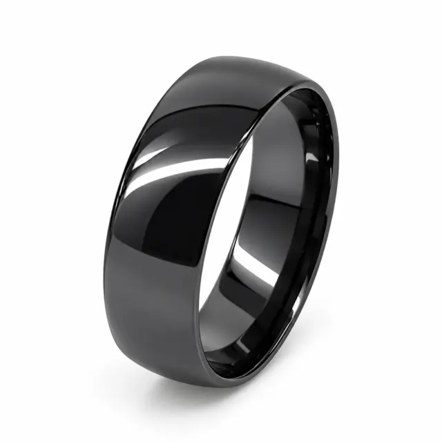 Black Zirconium 7mm Ezi-Fit Half Round Wedding Band – High Polish Finish with Bevelled Edges - EZIHRB-7