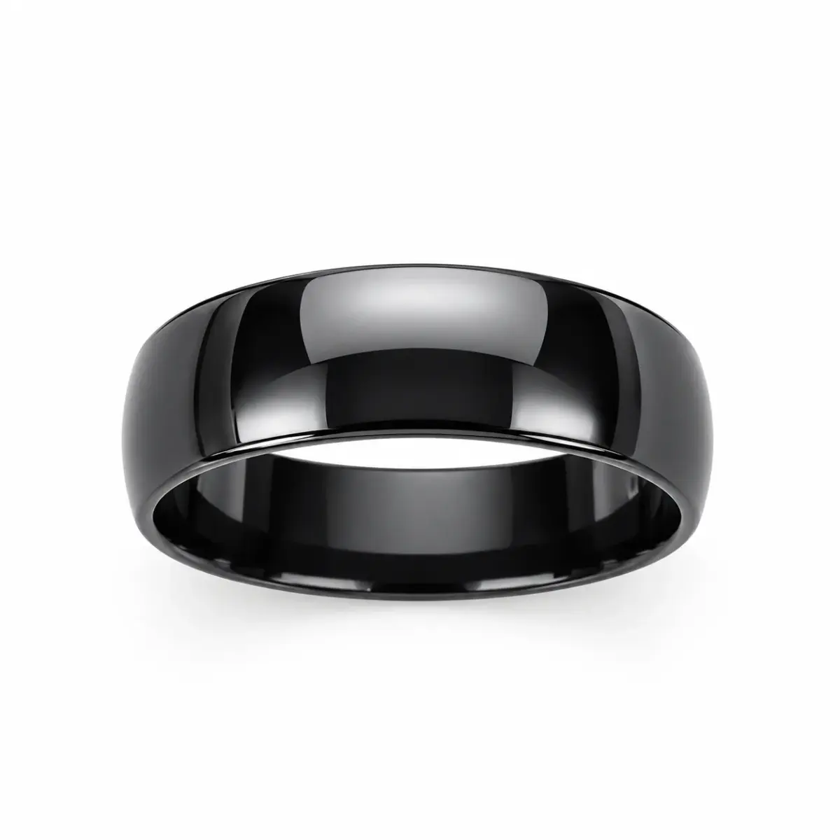 Black Zirconium 7mm Ezi-Fit Half Round Wedding Band – High Polish Finish with Bevelled Edges - EZIHRB-7