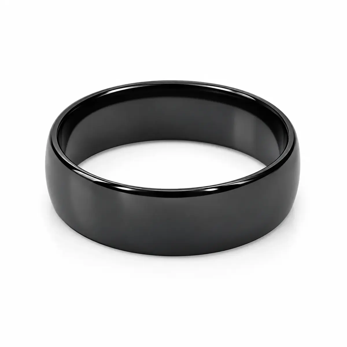 Black Zirconium 7mm Ezi-Fit Half Round Wedding Band – High Polish Finish with Bevelled Edges - EZIHRB-7