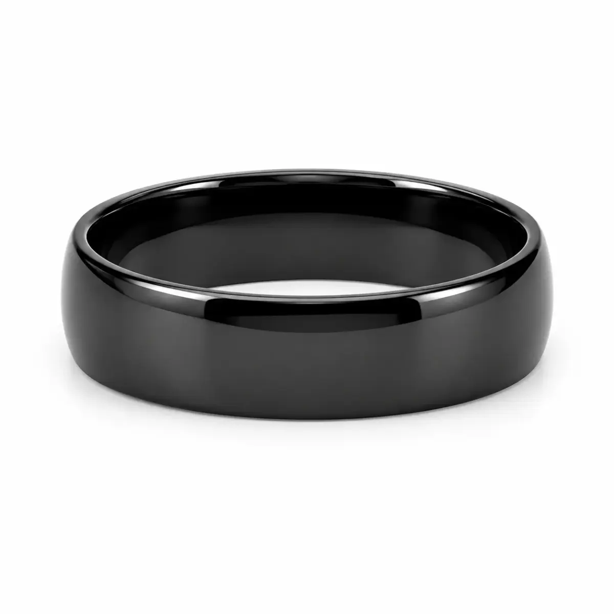 Black Zirconium 7mm Ezi-Fit Half Round Wedding Band – High Polish Finish with Bevelled Edges - EZIHRB-7