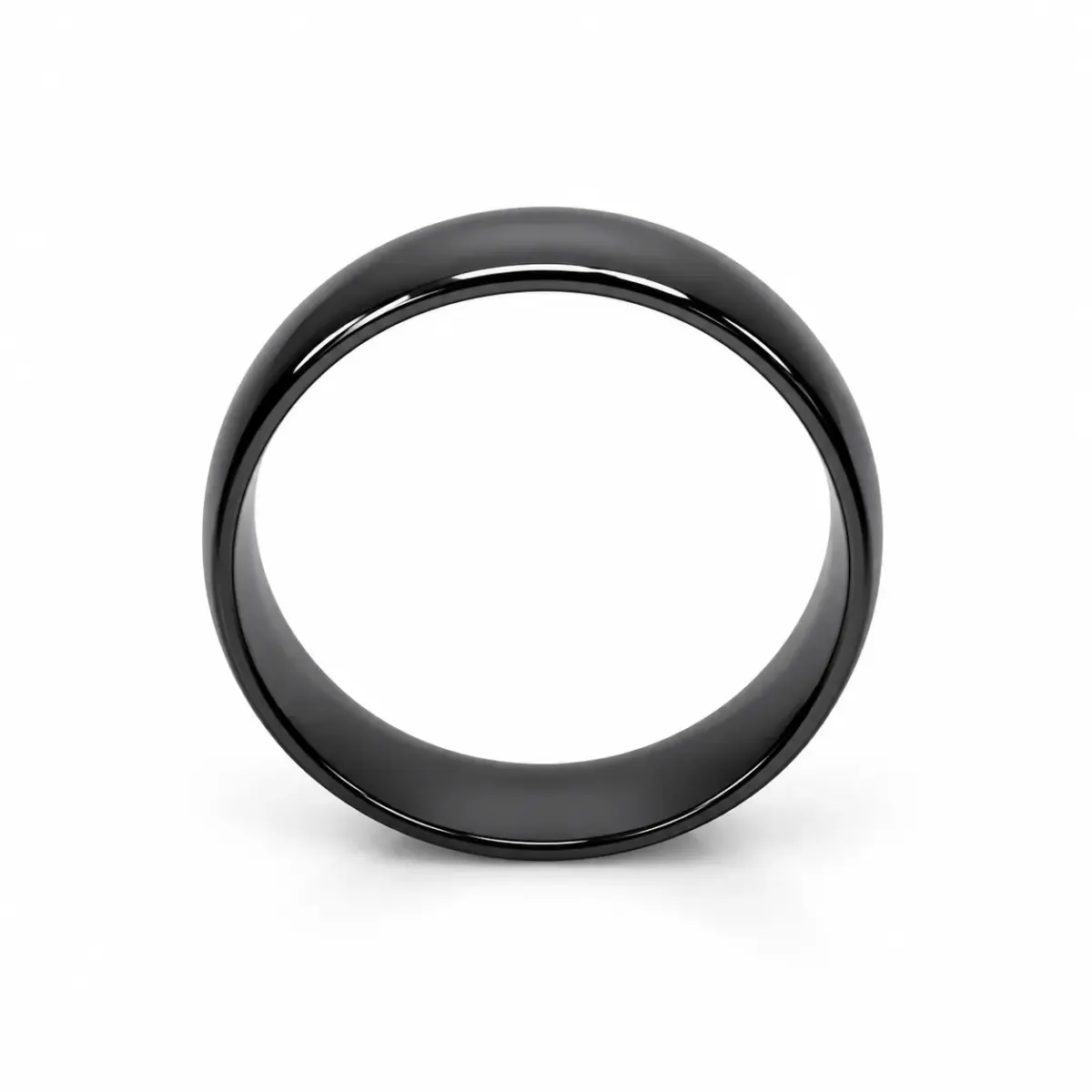 Black Zirconium 7mm Ezi-Fit Half Round Wedding Band – High Polish Finish with Bevelled Edges - EZIHRB-7