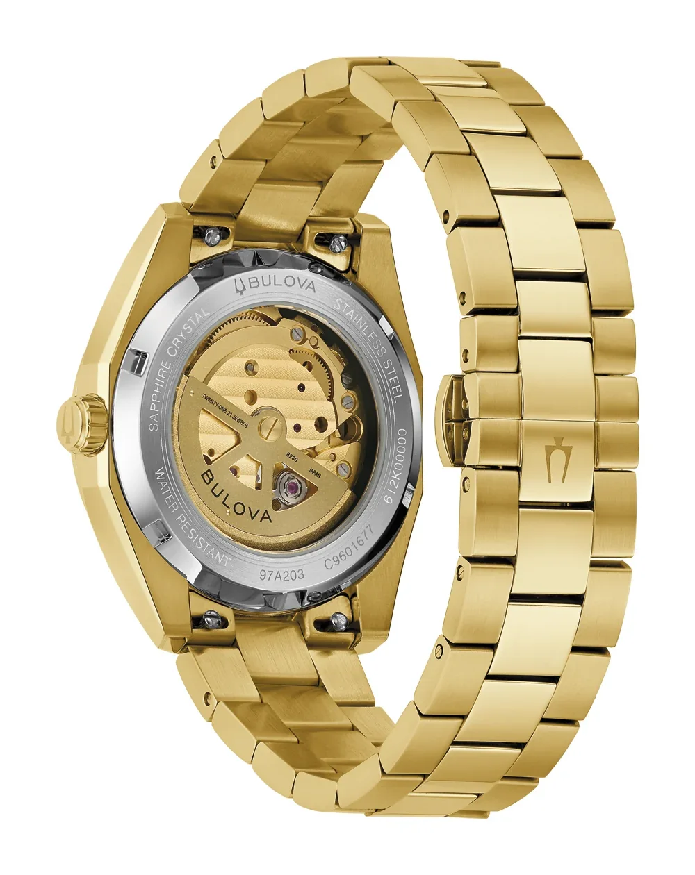 Bulova Surveyor Automatic Open Heart Gold-Tone Blue Dial Men's Watch – 97A203