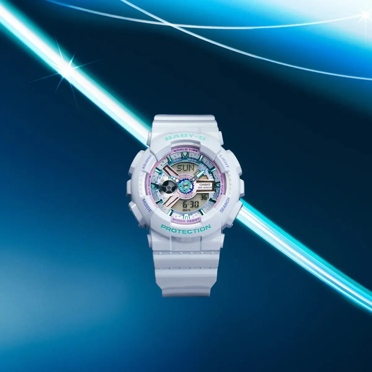 Casio Baby-G BA110MC-7A Women's Glossy White Analog Digital Watch – Shock Resistant, 100M Water Resistant
