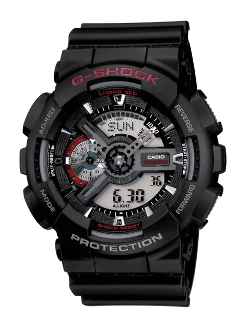 Casio G-Shock GA110-1A Men's Black Analog Digital Sports Watch – 200M Water Resistant, Magnetic Resistant