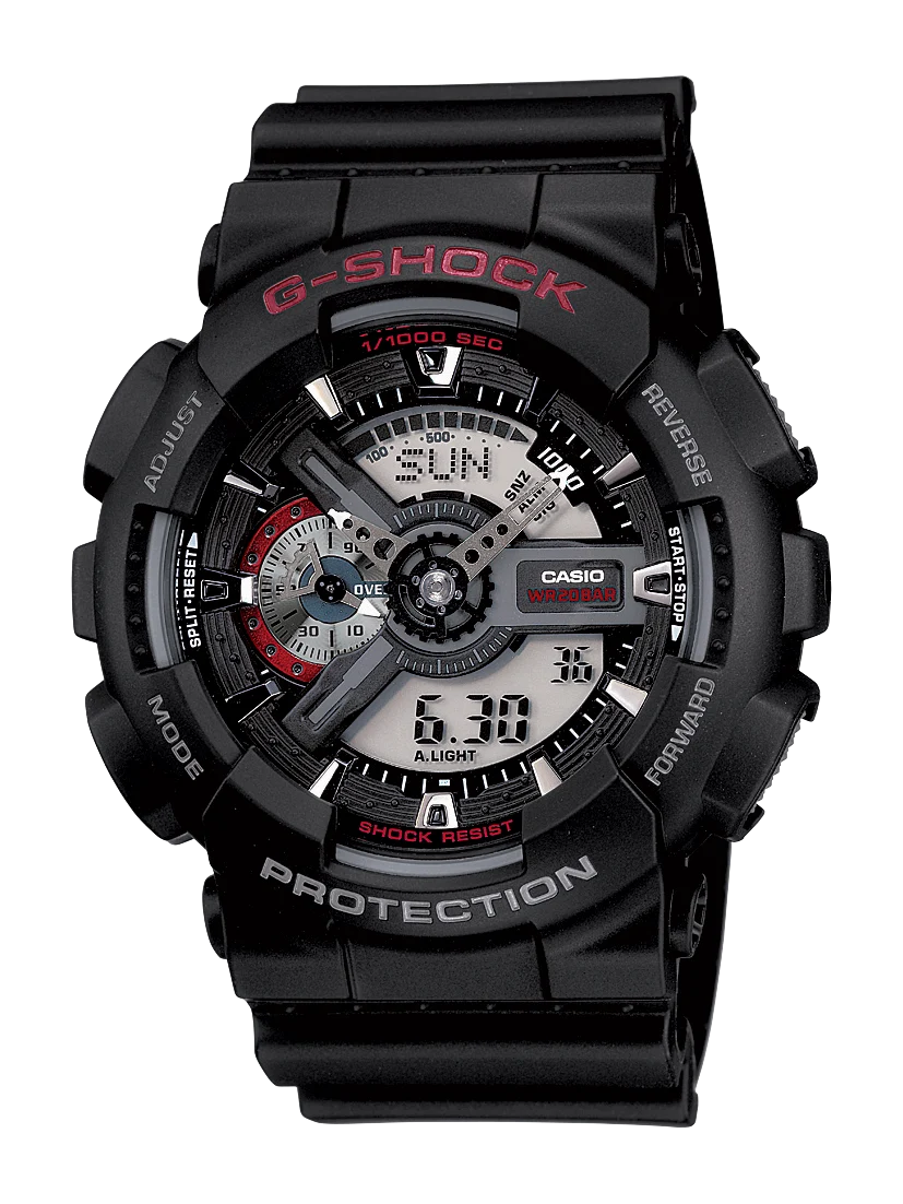 Casio G-Shock GA110-1A Men's Black Analog Digital Sports Watch – 200M Water Resistant, Magnetic Resistant
