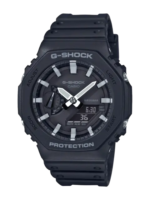 Casio G-Shock GA2100-1A Men's Black Analog Digital Watch – Carbon Core Guard, 200M Water Resistant