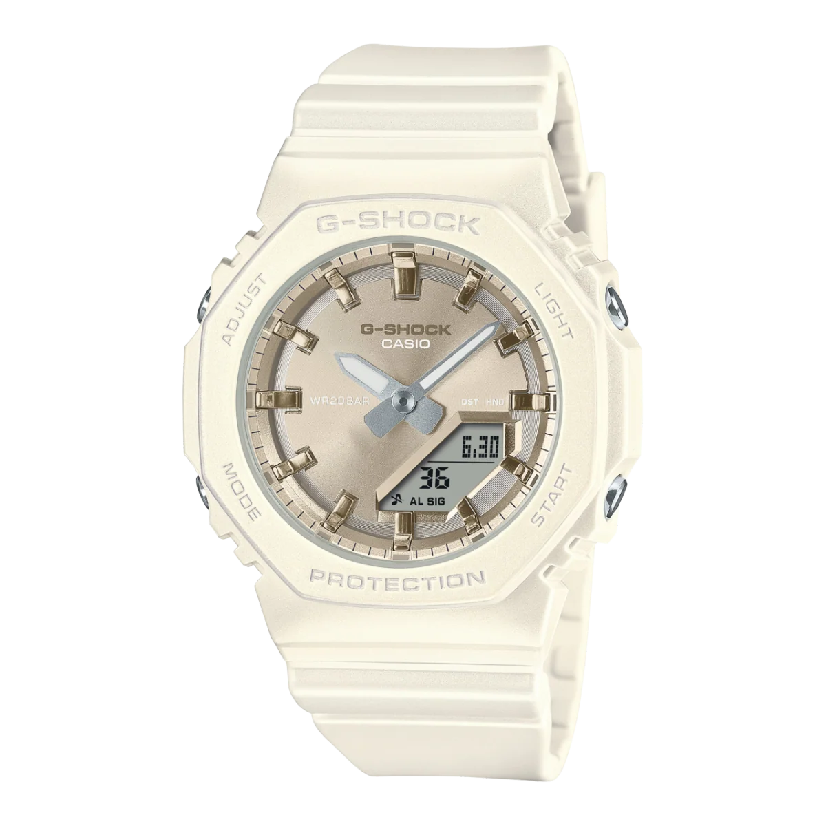Casio G-Shock GMA-P2100ST-7A Women's Pearlescent White Analog Digital Watch – 200M Water Resistant