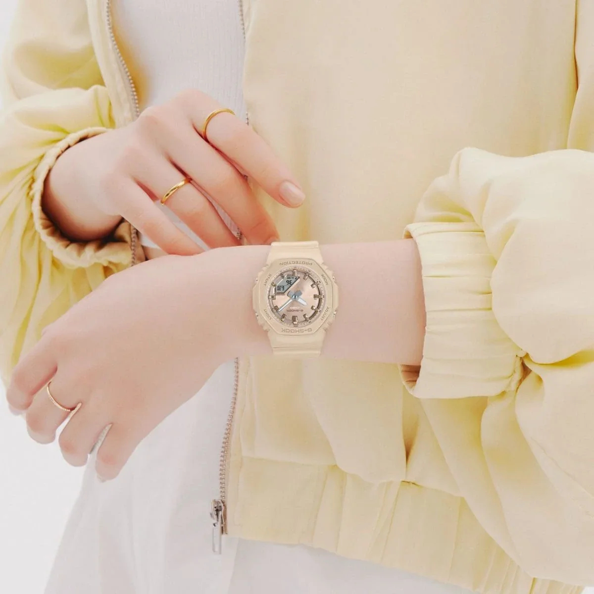 Casio G-Shock GMA-P2100ST-9A Women's Pearlescent Gold Analog Digital Watch – 200M Water Resistant