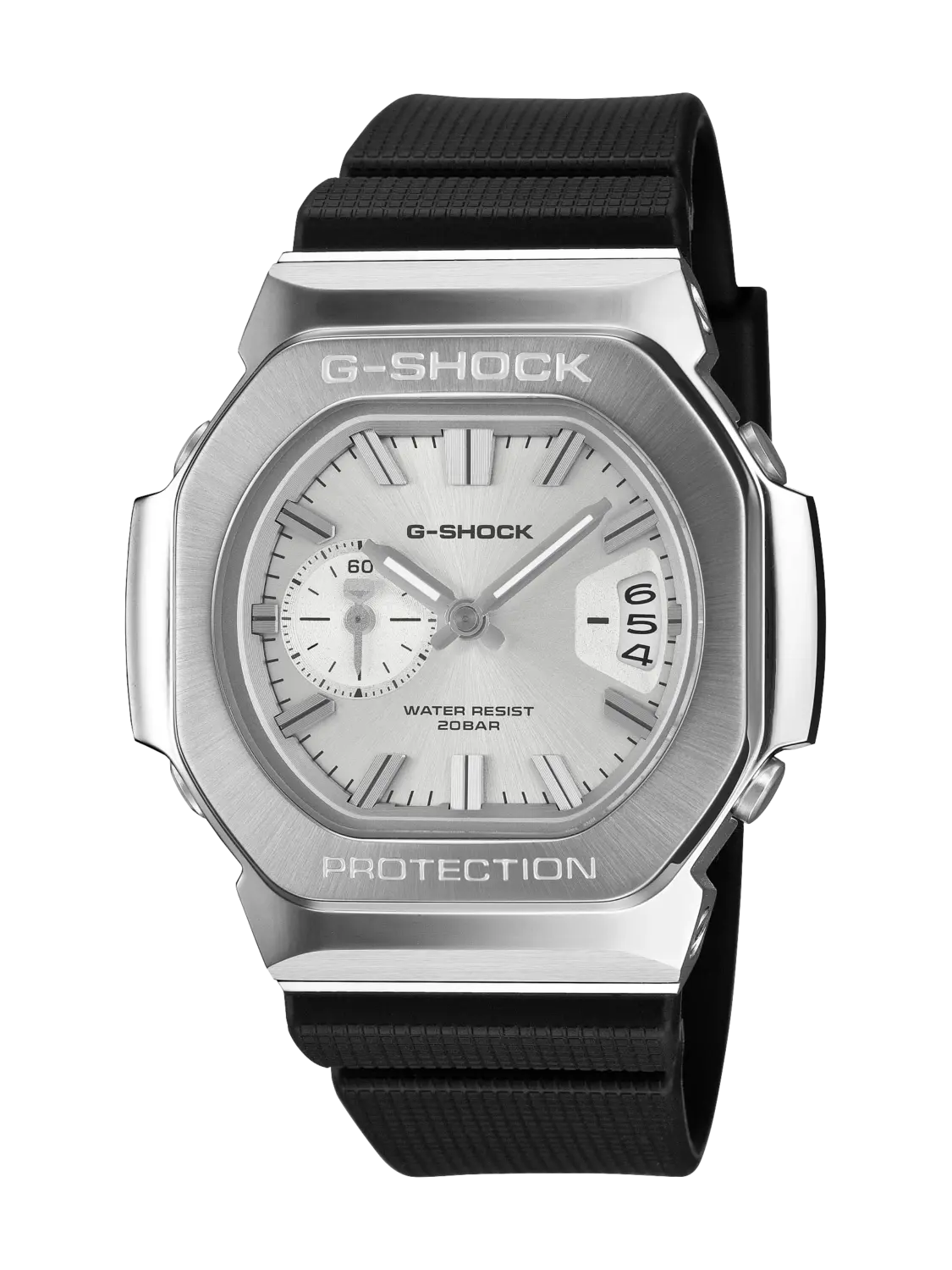 Casio G-SHOCK GMC-2500-1A8 Men's Analogue Watch – Stainless Steel Bezel, Silver Dial & Resin Strap