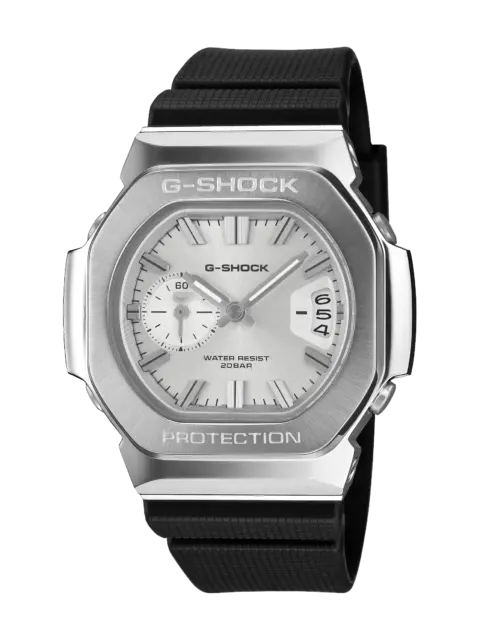 Casio G-SHOCK GMC-2500-1A8 Men's Analogue Watch – Stainless Steel Bezel, Silver Dial & Resin Strap