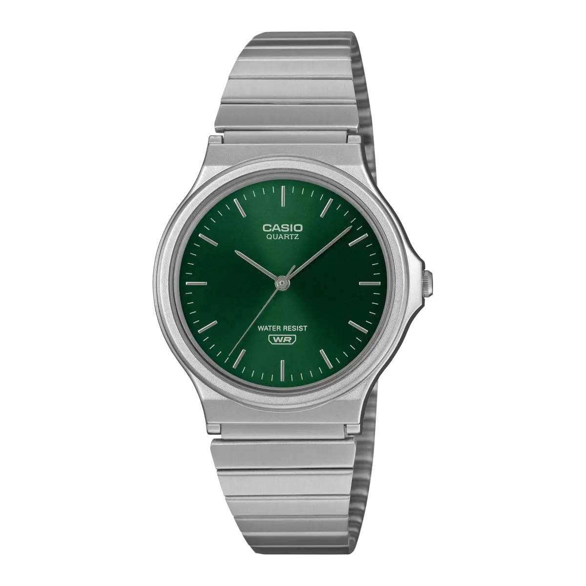 Casio MQ24DA-3A Unisex Analogue Watch – Green Dial & Stainless Steel Bracelet