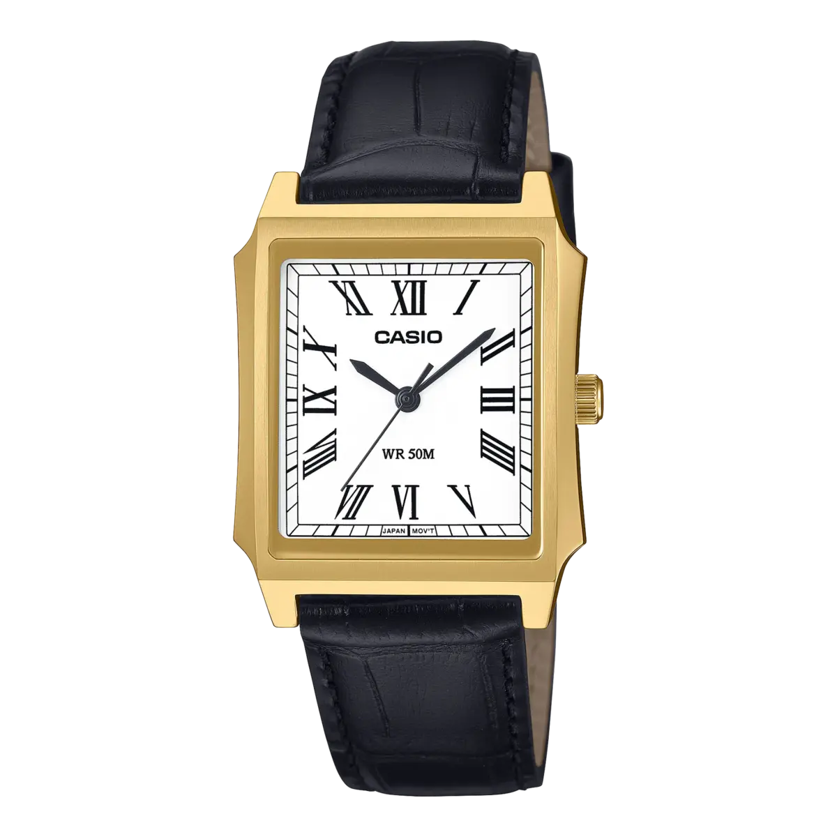 Casio MTPB190GL-7B Men's Classic Gold Tone Analog Dress Watch – Genuine Leather Strap – 2 Year Warranty