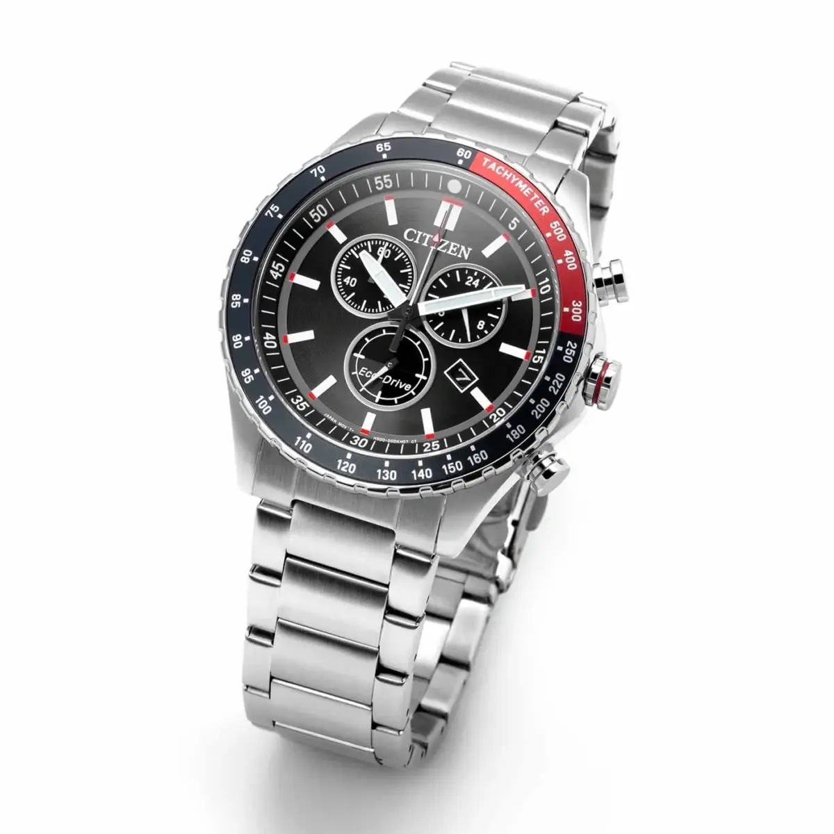 Citizen Chrono Sporty Eco-Drive Chronograph Black Dial Stainless Steel Men's Watch – AT2566-88E