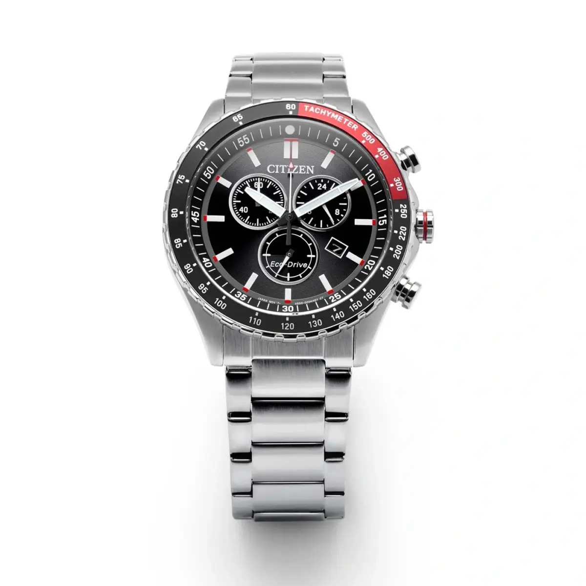 Citizen Chrono Sporty Eco-Drive Chronograph Black Dial Stainless Steel Men's Watch – AT2566-88E