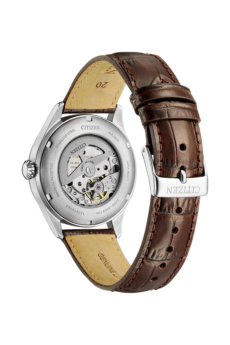 Citizen Mechanical Automatic Cream Dial Brown Leather Watch – NH8410-08B