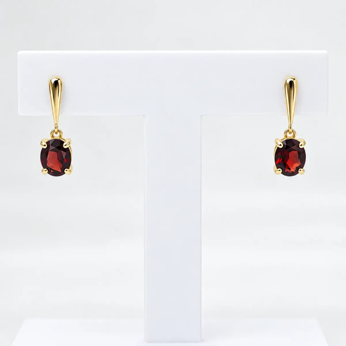 9ct Yellow Gold Oval Garnet Drop Stud Earrings – 0.78ct - CYE2068GAR