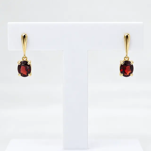 9ct Yellow Gold Oval Garnet Drop Stud Earrings – 0.78ct - CYE2068GAR