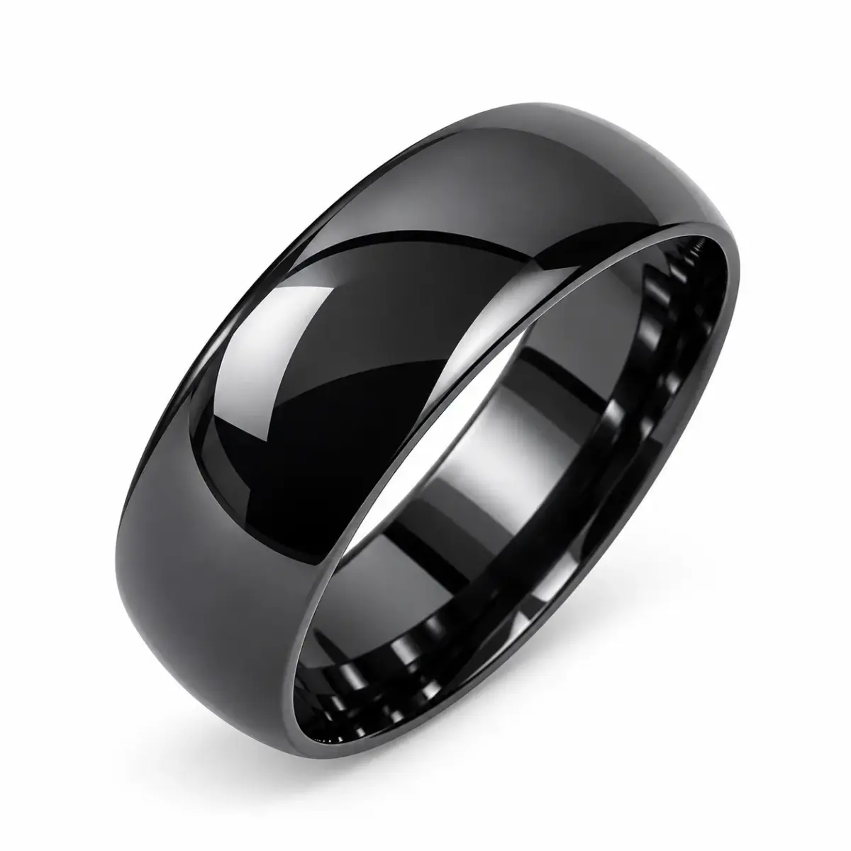 Black Zirconium 6mm Ezi-Fit Half Round Wedding Band – High Polish Finish - EZIHHR-6